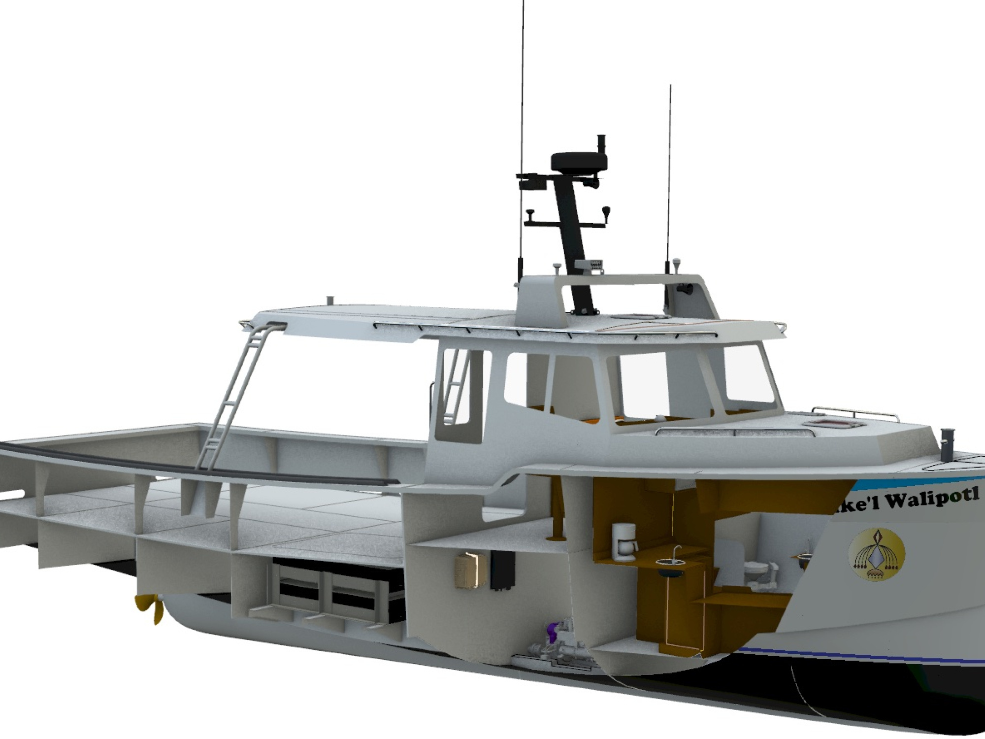 Render of the inside of the electric boat